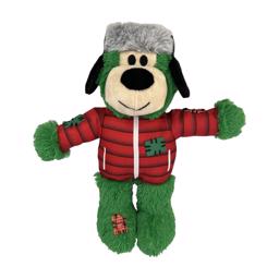 KONG Holiday Wild Knots Bear Grøn bamse i Rød Juledragt